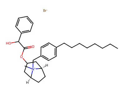 8-(p-Octylbenzyl)tropinium bromide mandelate structure