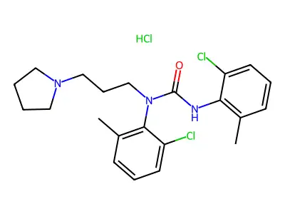 Urea, 1,3-bis(6-chloro-o-tolyl)-1-(3-(pyrrolidinyl)propyl)-, hydrochloride structure