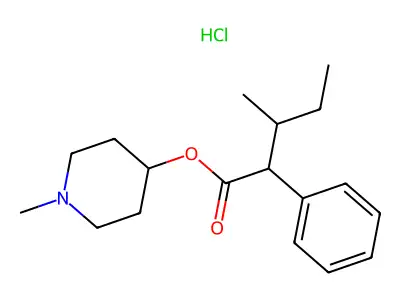 1-Methylpiperidin-4-yl 3-methyl-2-phenylpentanoate--hydrogen chloride (1/1) structure