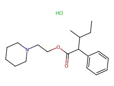 Valeric acid, 3-methyl-2-phenyl-, 2-piperidinoethyl ester, hydrochloride structure