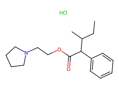 2-(Pyrrolidin-1-yl)ethyl 3-methyl-2-phenylpentanoate--hydrogen chloride (1/1) structure