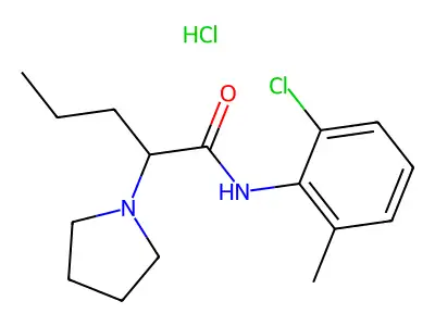 o-Valerotoluidide, 6'-chloro-2-(pyrrolidinyl)-, hydrochloride structure