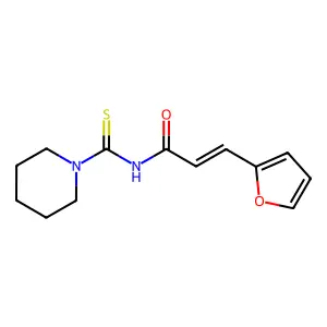 (E)-3-(furan-2-yl)-N-(piperidine-1-carbothioyl)prop-2-enamide structure