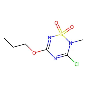 2H-1,2,4,6-Thiatriazine, 3-chloro-2-methyl-5-propoxy-, 1,1-dioxide structure