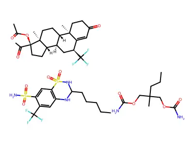 Flumedroxone acetate, meprobamate, n-pentylhydroflumethiazide drug combination structure
