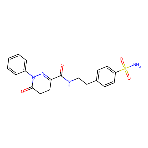 6-oxo-1-phenyl-N-[2-(4-sulfamoylphenyl)ethyl]-1,4,5,6-tetrahydropyridazine-3-carboxamide structure
