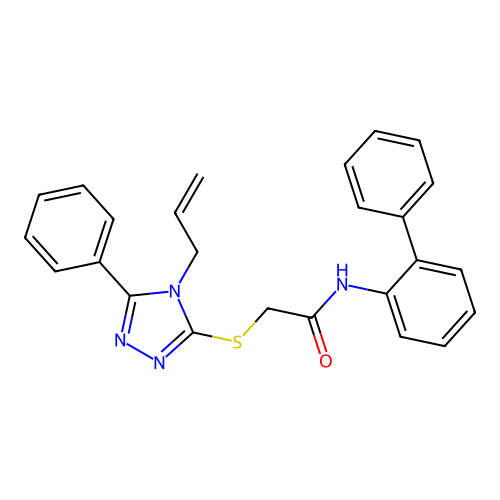 N-(2-phenylphenyl)-2-[(5-phenyl-4-prop-2-enyl-1,2,4-triazol-3-yl)sulfanyl]acetamide structure