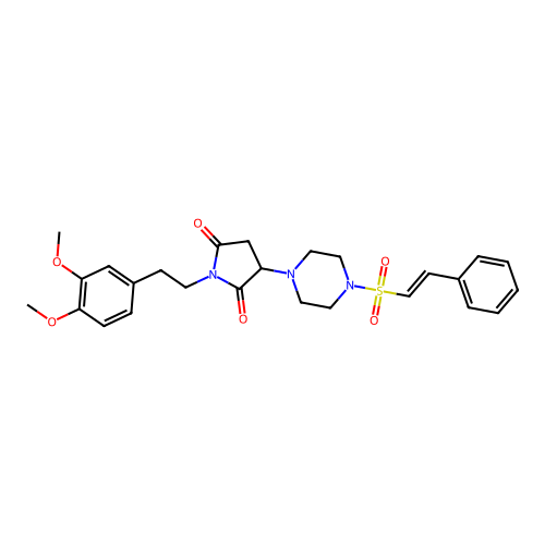 1-[2-(3,4-dimethoxyphenyl)ethyl]-3-[4-[(E)-2-phenylethenyl]sulfonylpiperazin-1-yl]pyrrolidine-2,5-dione structure