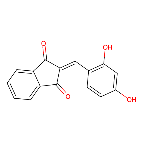 2-(2,4-dihydroxybenzylidene)-1H-indene-1,3(2H)-dione structure
