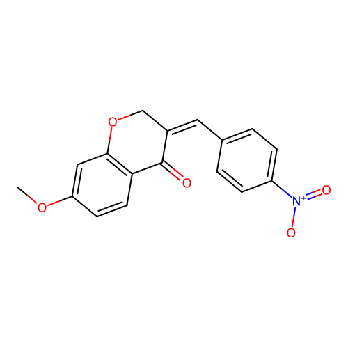 4H-1-Benzopyran-4-one, 2,3-dihydro-7-methoxy-3-((4-nitrophenyl)methylene)- structure