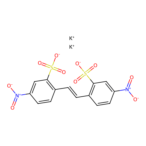 Dipotassium 4,4'-dinitrostilbene-2,2'-disulfonate structure