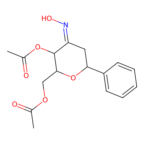 [(4Z)-3-acetyloxy-4-hydroxyimino-6-phenyloxan-2-yl]methyl acetate structure