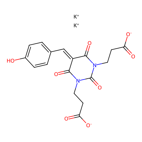 Barbituric acid, 1,3-bis(2-carboxyethyl)-5-(p-hydroxybenzylidene)-, dipotassium salt structure
