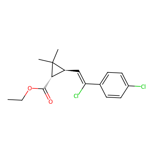 Cyclopropanecarboxylic acid, 3-(2-chloro-2-(4-chlorophenyl)ethenyl)-2,2-dimethyl-, ethyl ester, (1alpha,3beta(Z))- structure