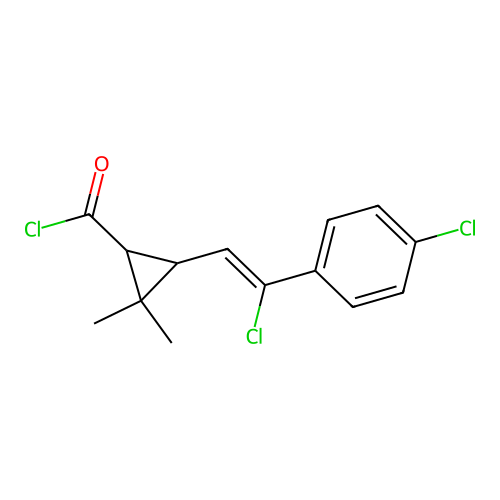 3-(2-Chloro-2-(4-chlorophenyl)vinyl)-2,2-dimethylcyclopropanecarbonyl chloride structure