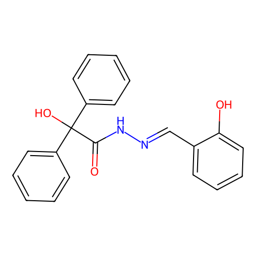 2-hydroxy-N-[(2-hydroxyphenyl)methylideneamino]-2,2-diphenylacetamide structure