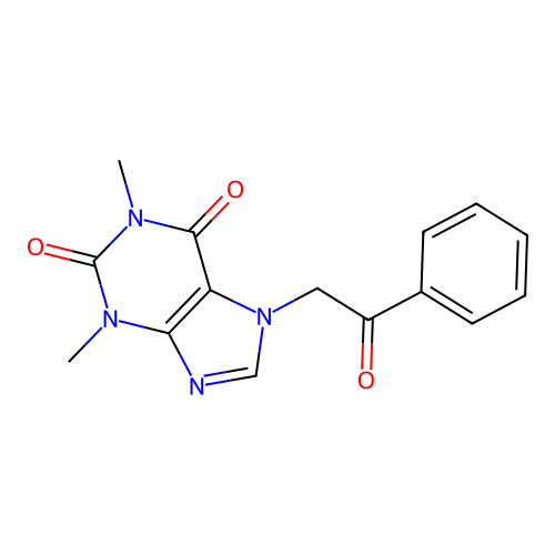 1,3-dimethyl-7-(2-oxo-2-phenylethyl)-3,7-dihydro-1H-purine-2,6-dione structure