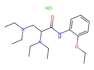 2,3-Bis(diethylamino)-2'-ethoxypropionanilide hydrochloride structure