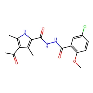 4-acetyl-N'-(5-chloro-2-methoxybenzoyl)-3,5-dimethyl-1H-pyrrole-2-carbohydrazide structure