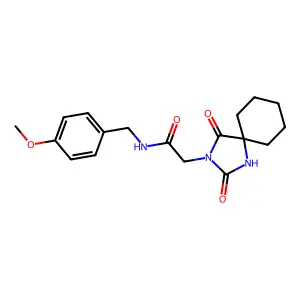 2-(2,4-dioxo-1,3-diazaspiro[4.5]dec-3-yl)-N-(4-methoxybenzyl)acetamide structure