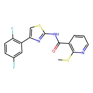 N-(4-(2,5-Difluorophenyl)thiazol-2-yl)-2-(methylthio)nicotinamide structure