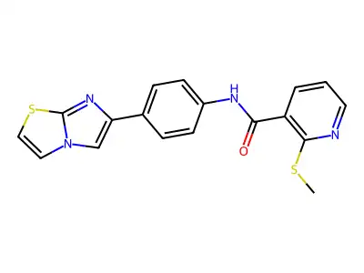 N-(4-(Imidazo[2,1-b]thiazol-6-yl)phenyl)-2-(methylthio)nicotinamide structure