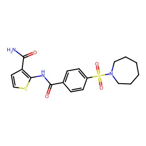 2-(4-(Azepan-1-ylsulfonyl)benzamido)thiophene-3-carboxamide structure
