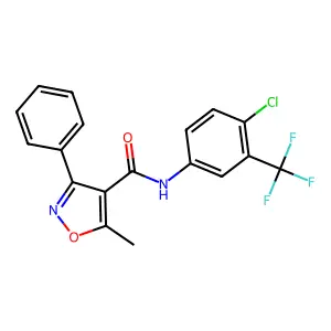 N-[4-chloro-3-(trifluoromethyl)phenyl]-5-methyl-3-phenyl-1,2-oxazole-4-carboxamide structure