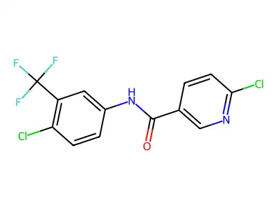 6-chloro-N-[4-chloro-3-(trifluoromethyl)phenyl]pyridine-3-carboxamide structure