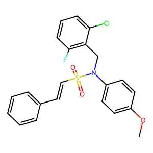 (E)-N-[(2-chloro-6-fluorophenyl)methyl]-N-(4-methoxyphenyl)-2-phenylethenesulfonamide structure