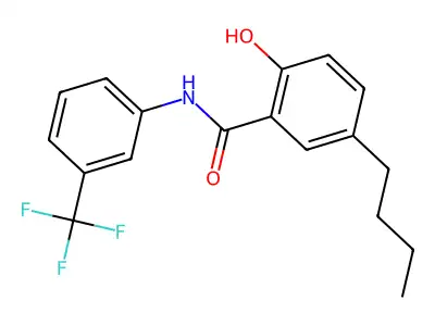 Benzamide, 5-butyl-2-hydroxy-N-(3-(trifluoromethyl)phenyl)- structure