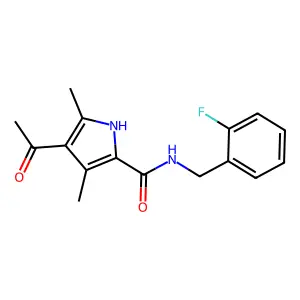 4-acetyl-N-[(2-fluorophenyl)methyl]-3,5-dimethyl-1H-pyrrole-2-carboxamide structure