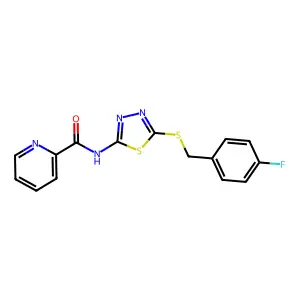 N-[5-[(4-fluorobenzyl)thio]-1,3,4-thiadiazol-2-yl]picolinamide structure