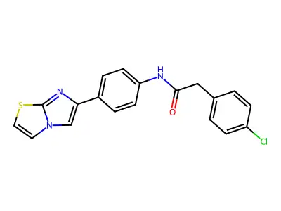 2-(4-chlorophenyl)-N-(4-(imidazo[2,1-b]thiazol-6-yl)phenyl)acetamide structure