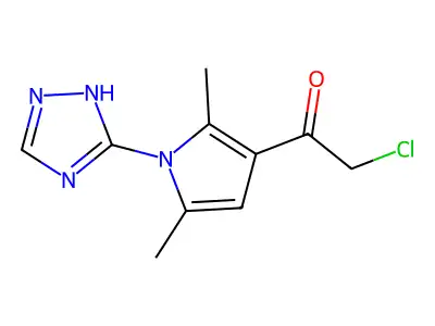 2-chloro-1-[2,5-dimethyl-1-(1H-1,2,4-triazol-5-yl)-1H-pyrrol-3-yl]ethan-1-one structure