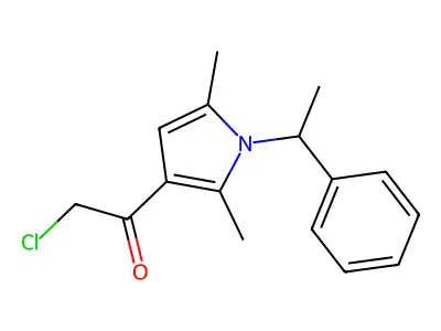 2-chloro-1-[2,5-dimethyl-1-(1-phenylethyl)-1H-pyrrol-3-yl]ethan-1-one structure