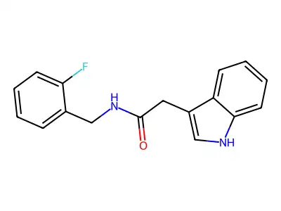 N-[(2-fluorophenyl)methyl]-2-(1H-indol-3-yl)acetamide structure