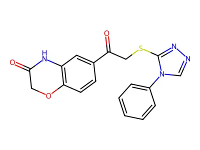 6-{2-[(4-phenyl-4H-1,2,4-triazol-3-yl)sulfanyl]acetyl}-3,4-dihydro-2H-1,4-benzoxazin-3-one structure