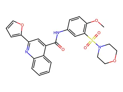 2-(2-furyl)-N-(4-methoxy-3-morpholinosulfonyl-phenyl)cinchoninamide structure