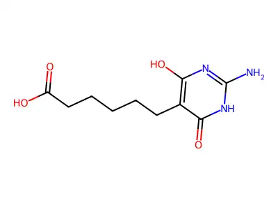 6-(2-Amino-6-hydroxy-4-oxo-1,4-dihydropyrimidin-5-yl)hexanoic acid structure