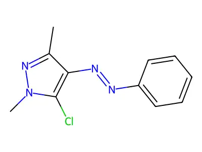 5-chloro-1,3-dimethyl-4-(2-phenyldiaz-1-enyl)-1H-pyrazole structure