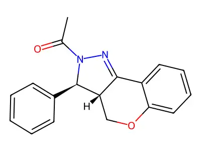 (1)Benzopyrano(4,3-c)pyrazole, 2,3,3a,4-tetrahydro-2-acetyl-3-phenyl-, cis- structure