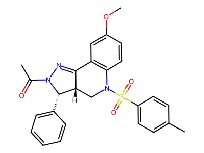 2H-Pyrazolo(4,3-c)quinoline, 3,3a,4,5-tetrahydro-2-acetyl-8-methoxy-5-((4-methylphenyl)sulfonyl)-3-phenyl-, trans- structure