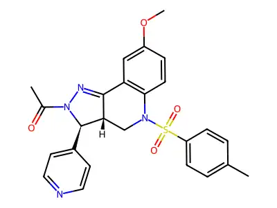 2H-Pyrazolo(4,3-c)quinoline, 3,3a,4,5-tetrahydro-2-acetyl-8-methoxy-5-((4-methylphenyl)sulfonyl)-3-(4-pyridinyl)-, cis- structure