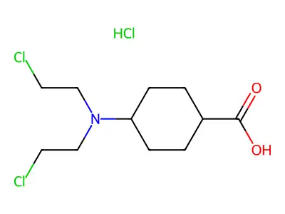 Cyclohexanecarboxylic acid, 4-(bis(2-chloroethyl)amino)-, hydrochloride structure