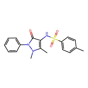 N-(1,5-dimethyl-3-oxo-2-phenyl-2,3-dihydro-1H-pyrazol-4-yl)-4-methylbenzenesulfonamide structure
