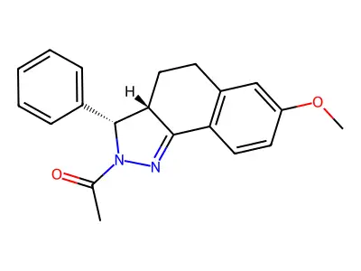 2H-Benz(g)indazole, 3,3a,4,5-tetrahydro-2-acetyl-7-methoxy-3-phenyl-, trans- structure