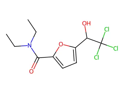 2-Furancarboxamide, N,N-diethyl-5-(2,2,2-trichloro-1-hydroxyethyl)- structure
