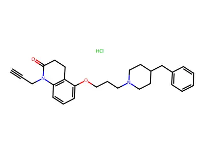 1-Propargyl-5-(3-(4-benzyl-1-piperidyl)propoxy)-3,4-dihydrocarbostyril monohydrochloride structure