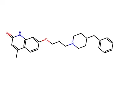 2(1H)-Quinolinone, 4-methyl-7-(3-(4-(phenylmethyl)-1-piperidinyl)propoxy)- structure